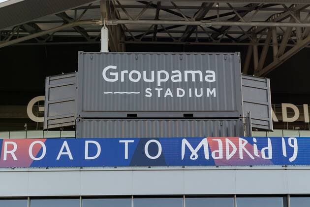 Lyon France 19 02 2019 UEFA Champions League 2018 19 Season Quarterfinals Olympique Lyon FC Barcelona Stadium Groupama Stadium Exterior View Overview Road to Madrid DeFodi053