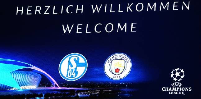Gelsenkirchen Germany 20 02 2019 UEFA Champions League 2018 19 Season Round of 16 FC Schalke 04 Manchester City scoreboard before match DeFodi001