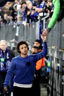 Leroy Sane Manchester City at the Champions League first leg of the 2018 round of sixteen season 19 FC Schalke 04 Manchester City Copyright Thomas Pakusch Copyright: Thomas Pakusch