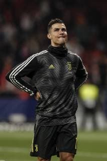 20th February 2019, Wanda Metropolitano, Madrid, Spain; UEFA Champions League football, Atletico Madrid versus Juventus; Cristiano Ronaldo (Juventus) Pre-match warm-up  ActionPlus12106962 LeonardoxPrieto