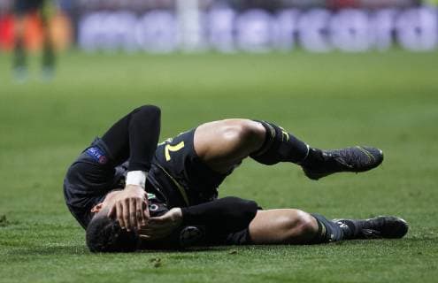 Cristiano Ronaldo of Juventus injured during the UEFA Champions League 2018 19 Round of 16 First Leg match between Atletico de Madrid and Juventus at Wanda Metropolitano Stadium in Madrid on January 20 2019 Photo by Guille M Cordon Press Cordon Press  xGuillermoxMartinezx xUEFAxChampionsxLeaguex2018 19:xAtleticoxdexMadridxvsxJuventusx