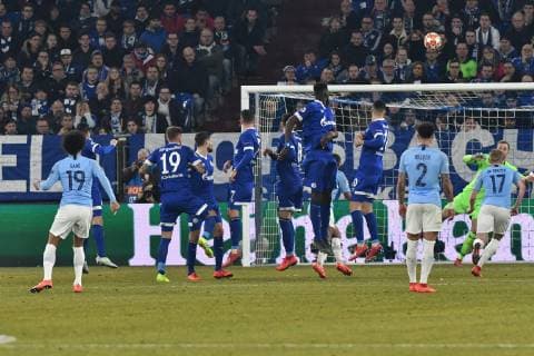 GER CL FC Schalke 04 vs Manchester City 20 02 2019 Veltins Arena Gelsenkirchen GER CL FC Schalke 04 vs Manchester City DFL regulations prohibit any use of photographs as image sequences and or quasi video in picture Leroy Sane 19 Manchester City makes the goal to 2 2 nph Mauelshagen nph00321