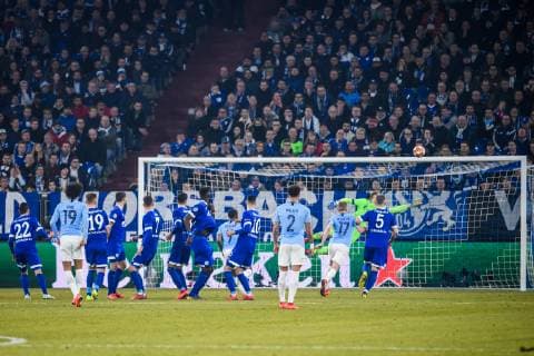 20 02 2019 xkvx Football UEFA Champions League FC Schalke 04 Manchester City emspor v l Goal scored Goal to 2 2 by Leroy Sane Manchester City DFL DFB REGULATIONS PROHIBIT ANY USE OF PHOTOGRAPHS as IMAGE SEQUENCES and or QUASI VIDEO Gelsenkirchen