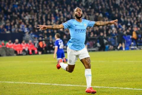 GER UEFA Champions League Round of 16 FC Schalke 04 vs Manchester City 20 02 2019 VELTINS Arena Gelsenkirchen Germany GER UEFA Champions League Round of 16 FC Schalke 04 vs Manchester City DFL REGULATIONS PROHIBIT ANY USE OF PHOTOGRAPHS AS IMAGE SEQUENCES AND OR QUASI VIDEO in picture goal jubilation Jubel Raheem Sterling 7 Manchester City nach 2 3 Manchester nordphotox xKurth nph00016