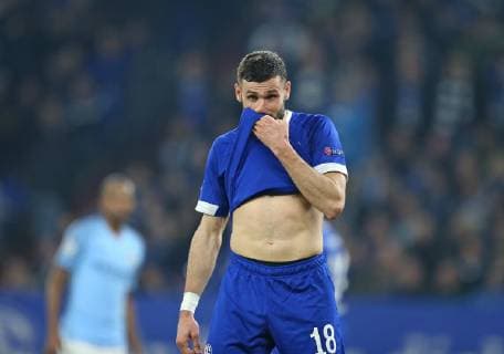 20 02 2019 Football UEFA Champions League 2018 2019 Round of 16 FC Schalke 04 Manchester City at VELTINS Arena Gelsenkirchen Daniel Caligiuri Schalke disappointed DFL and DFB regulations prohibit any use of photographs as image sequences and or quasi video