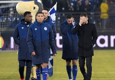 20 02 2019 Football UEFA Champions League Season 2018 2019 Round of sixteen first leg FC Schalke 04 Manchester City v re coach Domenico Tedesco FC Schalke 04 Steven Skrzybski FC Schalke 04 Mark Uth FC Schalke 04 Amine Harit Schalke 04 Rabbi Matondo FC Schalke 04 Team2