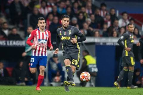 Madrid Spain 20 02 2019 UEFA Champions League 2018 19 Season Round of 16 Atletico Madrid Juventus Turin Angel Correa Atletico de Madrid and Emre Can Juventus battle for the ball DeFodi531