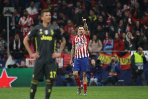 February 20, 2019 - Madrid, MADRID, SPAIN - Jose Maria Gimenez of Atletico de Madrid celebrates a goal during the UEFA Champions League Round of 16 first leg football match played between Atletico de Madrid and Juventus FC at Wanda Metropolitano Stadium, Madrid, Spain. February 20th 2019. Soccer: Champions League - At. Madrid v Juventus - ZUMAa181 20190220_zaa_a181_203 Copyright: xAFP7x