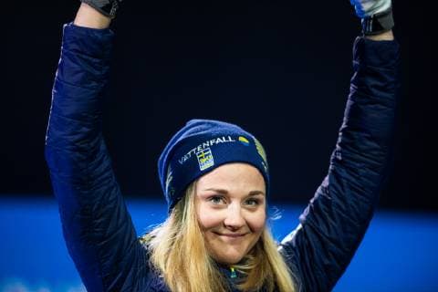 190222 Silver medalist Stina Nilsson of Sweden celebrates at the medal ceremony for womenÂ s cross country skiing sprint during the FIS Nordic World Ski Championships on February 22 2019 in Seefeld in Tirol Photo Joel Marklund BILDBYRAN kod JM 87883,  Copyright: JOELxMARKLUND BB190222JM120
