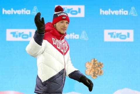 Nordische Ski WM in Seefeld, Langlauf Sprint Herren, Siegerehrung TYROL, AUSTRIA - FEBRUARY 22, 2019: Bronze medallist Gleb Retivykh of Russia during the victory ceremony for the men s 1.6km sprint free final at the 2019 FIS Nordic World Ski Championships in Seefeld, Tyrol, Austria. Sergei Bobylev TASS  TS0A1F93