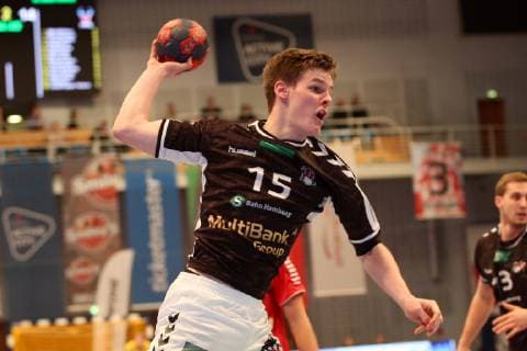 Handball 2 Handball Bundesliga 2018 2019 Handball Sportverein Hamburg vs HC Rhein Vikings Dominik Axmann Handball Sportverein Hamburg successful goalscoring Sporthalle Hamburg Hamburg Hamburg