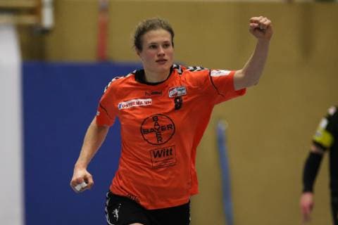 Sally Potocki Leverkusen cheers handball 1 Bundesliga womens handball Borussia Dortmund vs. Bayer 04 Leverkusen Herdecke Sporthalle Bleichstein 22 02 2019 Herdecke Sporthalle Bleichstein NRW Germany