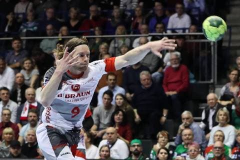 Tobias Reichmann MT Melsungen Handball Bundesliga Season 2018 2019 Punktspiel SC Magdeburg vs. MT Melsungen in the GETEC Arena in Magdeburg Single picture action Germany Handball Man Men 10 02 2019