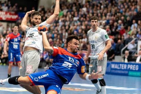 Sebastian Gress HC Elbflorenz Dresden 25 Benjamin Meschke HBW Balingen Weilstetten 13 30hcd HBW Balingen Weilstetten vs HC Elbflorenz Dresden Handball DKB Men 2 Bundesliga 23 Matchday Season 18 19 GER 23 02 2019 HBW Balingen Weilstetten vs HC Elbflorenz Dresden Handball DKB Men 2 Bundesliga 23 Matchday Season 18 19 GER 23 02 2019 Balingen Copyright: xEIBNER WolfgangxFrankx EP_WFK