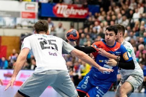 Sebastian Gress HC Elbflorenz Dresden 25 Diogo Oliveira HBW Balingen Weilstetten 24 HBW Balingen Weilstetten vs HC Elbflorenz Dresden Handball DKB Men 2 Bundesliga 23 Matchday Season 18 19 GER 23 02 2019 HBW Balingen Weilstetten vs HC Elbflorenz Dresden Handball DKB Men 2 Bundesliga 23 Matchday Season 18 19 GER 23 02 2019 Balingen Copyright: xEIBNER WolfgangxFrankx EP_WFK