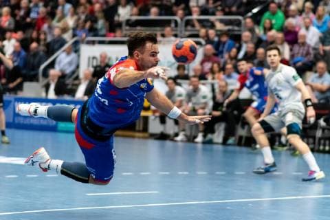 Benjamin Meschke HBW Balingen Weilstetten 13 HBW Balingen Weilstetten vs. HC Elbflorenz Dresden Handballl DKB Men 2 Bundesliga 23 Matchday Season 18 19 GER 23 02 2019 HBW Balingen Weilstetten vs. HC Elbflorenz Dresden Handballl DKB Men 2 Bundesliga 23 Matchday Season 18 19 GER 23 02 2019 Balingen Copyright: xEIBNER WolfgangxFrankx EP_WFK