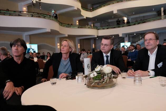 24 02 2019 xkhx Kassel The German Football Association wants to strengthen its base with the 3 Amateur Football Congress National Coach Joachim Löw National Coach Martina Voss Tecklenburg DFB President Reinhard Grindel Dr Rainer Koch 1 Vice President