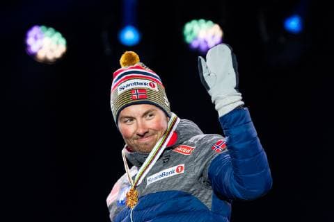 190224 Gold medalist Emil Iversen of Norway at the medal ceremony for menÂ s team sprint during the FIS Nordic World Ski Championships on February 24 2019 in Seefeld in Tirol Photo Vegard Wivestad Grott BILDBYRAN kod VG 170298,  Copyright: VEGARDxWIVESTADxGRoTT BB190224ZA035