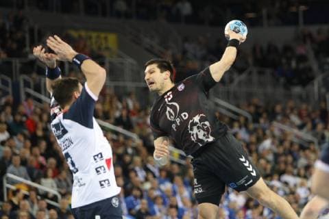 Zagreb, 24 02 2019 - Arena Zagreb hall, 2018 19 EHF Men s Champions League Group Phase. HC PPD Zagreb (black) - SG Flensburg-Handewit (white) SRSEN Ivan (13) 