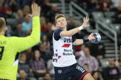 Zagreb, 24 02 2019 - Arena Zagreb hall, 2018 19 EHF Men s Champions League Group Phase. HC PPD Zagreb (black) - SG Flensburg-Handewit (white) 21:22 SVAN Lasse (11) 