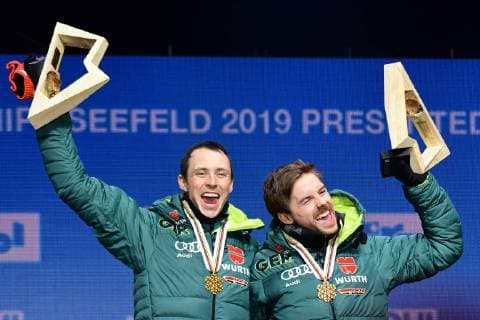 2019.02.24 Seefeld Innsbruck Mistrzostwa Swiata w Narciarstwie Klasycznym Seefeld 2019 Sprint druzynowy kombinacja norweska N z Eric Frenzel, Fabian Riessle Foto Martyna Szydlowska Newspix 2019.02.24 Seefeld Innsbruck FIS Nordic World Ski Championship Seefeld 2019 Sprint druzynowy kombinacja norweska Eric Frenzel, Fabian Riessle Credit: Martyna Szydlowska Newspix --- Newspix.pl  20190224_MS_134