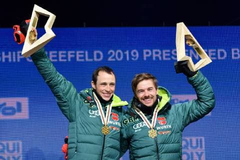 2019.02.24 Seefeld Innsbruck Mistrzostwa Swiata w Narciarstwie Klasycznym Seefeld 2019 Sprint druzynowy kombinacja norweska N z Eric Frenzel, Fabian Riessle Foto Martyna Szydlowska Newspix 2019.02.24 Seefeld Innsbruck FIS Nordic World Ski Championship Seefeld 2019 Sprint druzynowy kombinacja norweska Eric Frenzel, Fabian Riessle Credit: Martyna Szydlowska Newspix --- Newspix.pl  20190224_MS_135