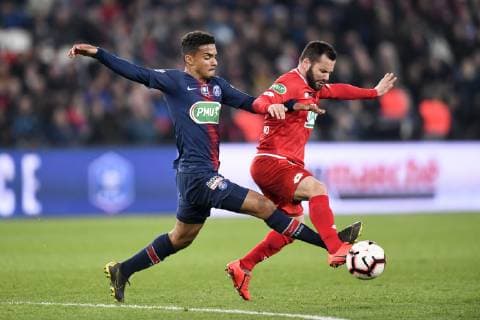 31 COLIN DAGBA (PSG) - 07 FREDERIC SAMMARITANO (DIJ) FOOTBALL : Paris SG vs Dijon - Coupe de France - 26 02 2019 AnthonyBIBARD FEP Panoramic 