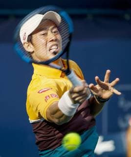 Sport Bilder des Tages Tennis: Nishikori at Dubai c ships Kei Nishikori of Japan plays against Benoit Paire of France in the first round of the Dubai Duty Free Tennis Championships in the United Arab Emirates on Feb. 26, 2019. Nishikori won 6-4, 6-3. 