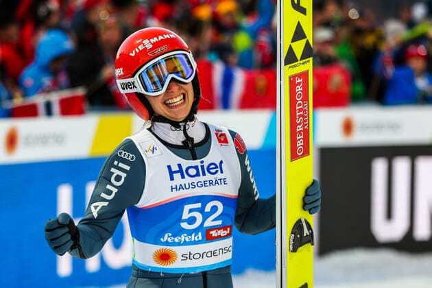 Sport Bilder des Tages NORDIC SKIING - FIS Nordic World Ski Championships Seefeld 2019 SEEFELD,AUSTRIA,27.FEB.19 - NORDIC SKIING, Ski jumping Skispringen Ski nordisch - FIS Nordic World Ski Championships, normal hill, ladies. Image shows Katharina Althaus (GER). GEPAxpictures xPhilippxBrem