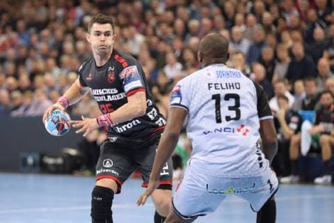 SG Flensburg Handewitt vs HBC Nantes Handball EHF Champions League Group Phase 27 02 19 Rasmus Lauge Schmidt SG Flensburg Handewitt 25 vs Rock Feliho HBC Nantes 13 xmmkx