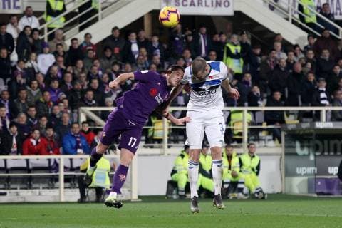 Jordan Veretout of Fiorentina and Hans Hatebour of Atalanta Firenze 27-02-2019 Stadio Artemio Franchi Football Italy Cup semifinal Fiorentina - Atalanta Foto Luca Pagliaricci Insidefoto lucaxpagliaricci