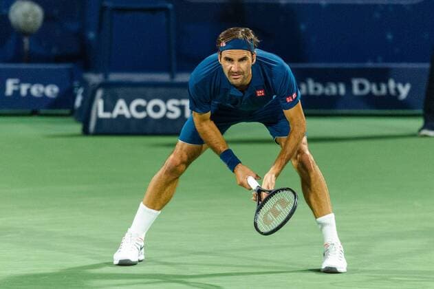 Sport Bilder des Tages Roger Federer of Switzerland waits for the serve in the quarter final match against Marton Fucsovics of Hungary during the Dubai Duty Free Tennis Championship at the Dubai International Tennis Stadium, Dubai, UAE on 28 February 2019. Copyright: xGrantxWinterx 23060584