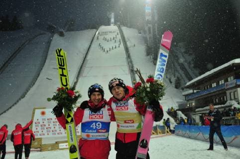 2019.03.01 Seefeld Mistrzostwa Swiata w Narciarstwie Klasycznym Seefeld 2019 Skoki narciarskie - konkurs na normalnej skoczni w Seefeld HS109 N z Dawid Kubacki, Kamil Stoch Foto Martyna Szydlowska Newspix 2019.03.01 Seefeld FIS Nordic World Ski Championship Seefeld 2019 Ski jumping Skispringen Ski nordisch - normal hill competition Seefeld HS109 Dawid Kubacki, Kamil Stoch Credit: Martyna Szydlowska Newspix --- Newspix.pl  20190301_MS_014