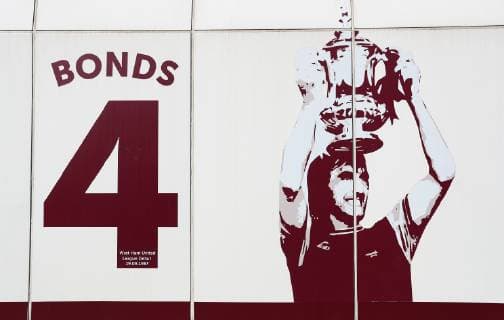 2nd March 2019, London Stadium, London, England; EPL Premier League football, West Ham United versus Newcastle United; West Ham United legend Billy Bonds sticker outside the London Stadium to celebrate renaming of the East Stand in his name  ActionPlus12109919 JohnxPatrickxFletcher