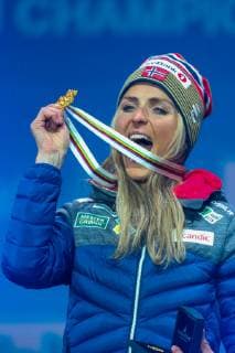 NORDIC SKIING - FIS Nordic World Ski Championships Seefeld 2019 SEEFELD,AUSTRIA,02.MAR.19 - NORDIC SKIING, CROSS COUNTRY SKIING - FIS Nordic World Ski Championships, Medal Plaza, award ceremony, 30km mass start, ladies. Image shows Therese Johaug (NOR). GEPAxpictures xPhilippxBrem