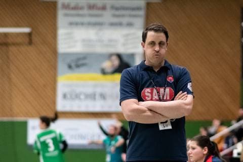 Mike Leibssle SG H2Ku Herrenberg Kuties Chef Trainer thick cheeks SG H2Ku Herrenberg Kuties vs SV Werder Bremen Handball 2 Bundesliga Women HBF Season 18 19 02 03 2019 SG H2Ku Herrenberg Kuties vs SV Werder Bremen Handball 2 Bundesliga Women HBF Season 18 19 02 03 2019 Herrenberg Kuties vs SV Werder Bremen Handball 2 Bundesliga Women HBF Season 18 19 02 03 2019 Herrenberg Copyright: xEIBNER WolfgangxFrankx EP_WFK