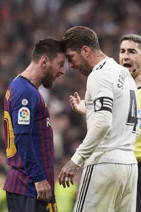Sport Themen der Woche KW09 Sport Bilder des Tages March 2, 2019 - Madrid, Madrid, Spain - Lionel Messi (forward; Barcelona), Sergio Ramos (defender; Real Madrid) in action during La Liga match between Real Madrid and FC Barcelona Barca at Santiago Bernabeu Stadium on March 3, 2019 in Madrid, Spain Real Madrid v FC Barcelona, La Liga football match  - ZUMAg15_ 20190302_zaf_g15_111 Copyright: xJackxAbuinx