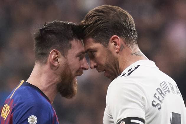 March 2, 2019 - Madrid, Madrid, Spain - Lionel Messi (forward; Barcelona), Sergio Ramos (defender; Real Madrid) in action during La Liga match between Real Madrid and FC Barcelona Barca at Santiago Bernabeu Stadium on March 3, 2019 in Madrid, Spain Real Madrid v FC Barcelona, La Liga football match  - ZUMAg15_ 20190302_zaf_g15_048 Copyright: xJackxAbuinx