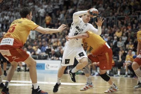 Odense EHF Cup mens handball GOG THW Kiel Arena Funen in Odense on March 3, 2019 fight ends 22 26 Kiels Miha Zarabec 24 in attack Photo Robert Wengler Odense Denmark,  Copyright: ©RobertxWengler RobertxWenglerx COP107 spdk20190303-173012-L