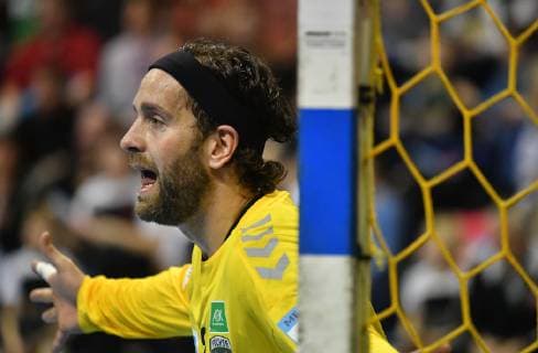 Silvio Heinevetter Goalkeeper Foxes in goal Foxes Berlin ESP BM Logrono La Rioja EHF Cup Mens 2018 2019 Group stage Men men men Handball Germany Germany Max Schmeling Halle Berlin 3 3 2019