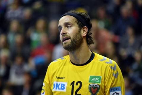 Silvio Heinevetter goalkeeper foxes disappointed foxes Berlin ESP BM Logrono La Rioja EHF Cup Mens 2018 2019 group stage men men men handball Germany Germany Max Schmeling Hall Berlin 3 3 2019