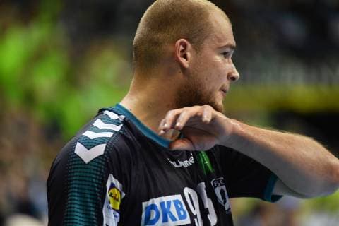 Paul Drux foxes disappointed foxes Berlin ESP BM Logrono La Rioja EHF Cup Mens 2018 2019 group stage men men men handball Germany Germany Max Schmeling Hall Berlin 3 3 2019