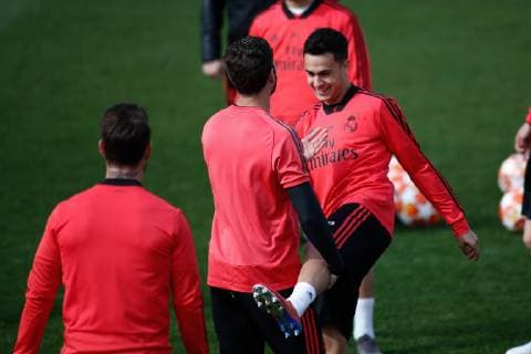 March 4, 2019 - Valdevebas, MADRID, SPAIN - Reguilon of Real Madrid and Nacho of Real Madrid during the Real Madrid s training season one day before of UEFA Champions League football match between Real Madrid and Ajax, at Ciudad Deportiva Valdebebas, Madrid, Spain. March 4, 2019. Soccer: Champions League - Real Madrid training day - ZUMAa181 20190304_zaa_a181_036 Copyright: xAFP7x