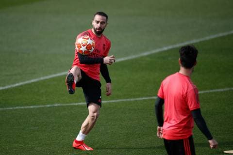 March 4, 2019 - Valdevebas, MADRID, SPAIN - Dani Carvajal of Real Madrid during the Real Madrid s training season one day before of UEFA Champions League football match between Real Madrid and Ajax, at Ciudad Deportiva Valdebebas, Madrid, Spain. March 4, 2019. Soccer: Champions League - Real Madrid training day - ZUMAa181 20190304_zaa_a181_041 Copyright: xAFP7x