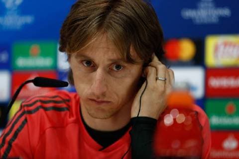 Sport Bilder des Tages March 4, 2019 - Valdevebas, MADRID, SPAIN - Luka Modric of Real Madrid during the Real Madrid s press conference PK Pressekonferenz one day before of UEFA Champions League football match between Real Madrid and Ajax, at Ciudad Deportiva Valdebebas, Madrid, Spain. March 4, 2019. Soccer: Champions League - Real Madrid press conference - ZUMAa181 20190304_zaa_a181_053 Copyright: xAFP7x