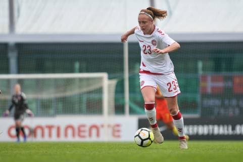 KAREN HOLMGAARD Denmark with ball on foot Vila Real Santo Antonio Portugal 04 03 2019 Football Womens Football Denmark China xklx