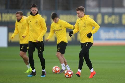 Soccer 1 Bundesliga Season 2018 2019 04 03 2019 Final training Borussia Dortmund v l Julian WEIGL Borussia Dortmund Marco REUS Borussia Dortmund Copyright: xKirchnerx