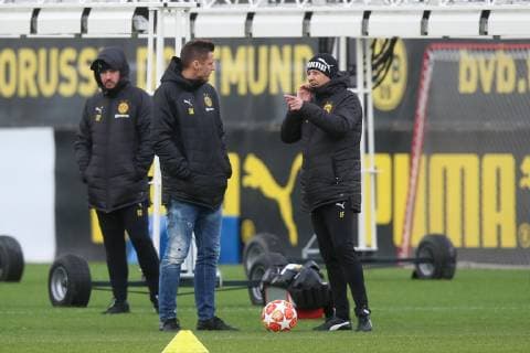 Soccer 1 Bundesliga Season 2018 2019 04 03 2019 Final training Borussia Dortmund v l Sebastian Kehl Borussia Dortmund Head coach Lucien Favre Borussia Dortmund Copyright: xKirchnerx