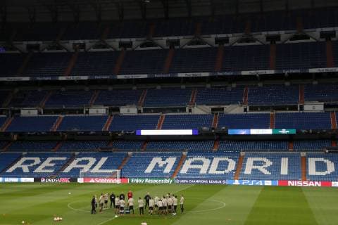 team of Ajax, during a training session prior to the UEFA Champions League round of 16 match between Real Madrid and Ajax Amsterdam at the Santiago Bernabeu stadium on March 04, 2019 in Madrid, Spain UEFA Champions League 2018 2019 xVIxVIxImagesx xMauricexvanxSteenxIVx 13818058