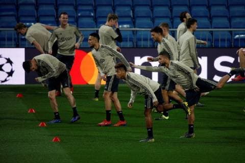 Ajax s players participate in a training session at the Santiago Bernabeu stadium, in Madrid, Spain, 04 March 2019. Ajax will face Real Madrid during the UEFA Champions League round of 16 second leg match on 05 March 2019 at Santiago Bernabeu stadium. Ajax s training session !ACHTUNG: NUR REDAKTIONELLE NUTZUNG!  Copyright: xMariscalx GRAF8470 20190304-636873285085066397